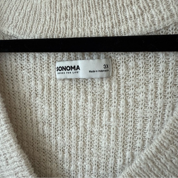 Sonoma Plus Size Spring Cream Striped V Neck Cotton Pull Over Sweater Size 3X - Picture 5 of 9